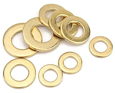 BOUACOUA Flat Washers Brass Flat Penny Washers M4x12x0.8mm (100 pcs)