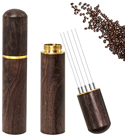 Espresso Coffee Stirrer, Espresso Distribution Tool Coffee Stirring Tool,Professional Barista Hand Needle Type Distribution Tool (Wood Dark)