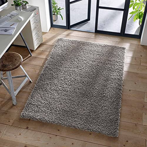 TacaHome Shaggy Teppich I Flauschiger Langflor fürs Wohnzimmer, Esszimmer, Schlafzimmer oder Kinderzimmer | 200 x 290 cm Anthrazit