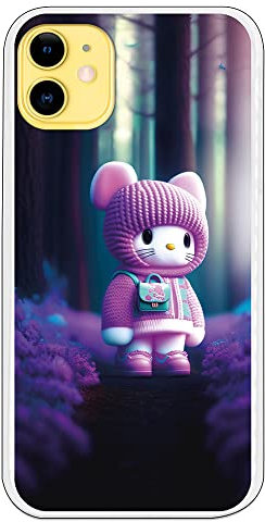 Personalaizer Hello Kitty Winter-Schutzhülle, kompatibel mit iPhone 11, aus transparentem TPU, kratzfest, leicht, originell, kompatibel mit kabellosem Laden