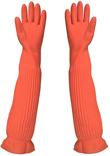 1 Pair Long Rubber Gloves Long Sleeve Waterproof Gloves for Kitchen Laundry Dishwashing Cleaning Garden Tool