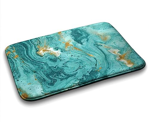 Tulup 90x60 cm Teppiche für das Bad Absorbieren Rechteckig Bodenschutz Wasserdicht Dekoration Badezimmer Wohnzimmer - Türkis