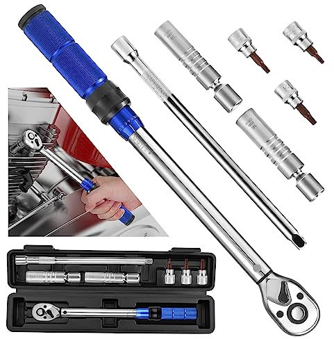 Set Di 7 Chiavi Dinamometriche Professionali Da 3/8 Di Pollice Per Auto E Moto, 10-60 Nm, Precisione Di Errore ±3%, Testa A Cricchetto A 72 Denti, Incl. Adattatore, Prolunga, Giunto Cardanico E Punte