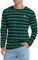 KUYIGO Mens Long Sleeve Striped T Shirt Cotton Classic Crew Neck Young Fashion Tops M Green Navy