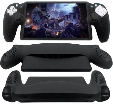 GEEMEE Hülle für Sony PS5 Playstation Portal, Slim Weiche Silikon-SchutzhüLle Tasche, Schutz vor Kratzer, Staub und Scratch-Stoßfest Halbe Packung Case Handyhülle (Schwarz)