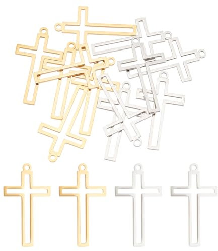 UNICRAFTALE 12Stk 2 Farben Kreuz Anhänger 201 Edelstahl Ostermotiv Kreuz Charms Kleine Anhänger Für Armbänder Halsketten DIY Armbänder Halsketten Schmuckherstellung 27.5 mm Lang