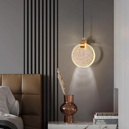 zhxinashu Deckenlampe Kristall LED, 1-flammig Warmweiß für Küchen | Deckenleuchte Gold, Modernes kreisförmiges Blasendesign, 120 cm verstellbares Aufhängeseil, ideal für Schlafzimmer, Treppe