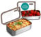 Navaris Edelstahl Lunchbox 2er Set - Brotdose für Mikrowelle geeignet - Ideal als Lunchbox Erwachsene- Kinder Bento Box - Snack Behälter - Aufschnittboxen für Kühlschrank