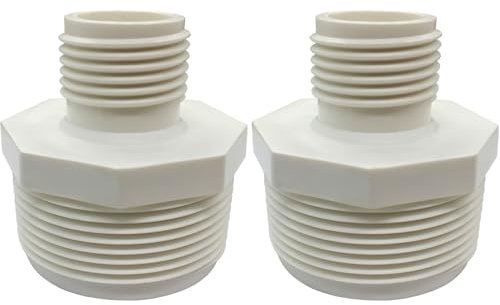 Fitvell 2PCS PVC Garden Hose Adapter 1-1/4 NPT Male x 3/4 GHT Male Hose Adapter