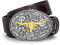 SANSTHS Western Cowboy Gürtel für Herren Damen, Western Leder Gürtel Bull Buckle Belt Geprägter Ledergürtel für Jeans, Kaffee/Gold Bullenschnalle