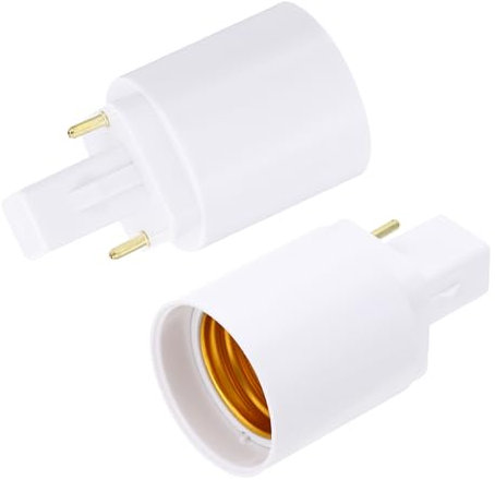 PATIKIL G24d to E26/E27 Light Socket Adapter, 2pcs Lamp Holder Convert 2 Pin to Screw Base Converter for Halogen CFL Light Bulb