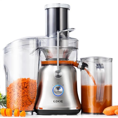 GDOR 1300W Powerful Juicer with 3.4 Larger Feed Channel, Titanium Enhanced Cutting System, Centrifugal Juice Extractor Maker with Full Copper Motor