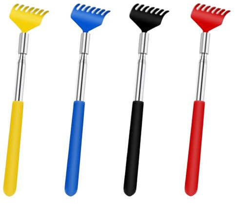 4 Stück Rückenkratzer, Rückenkratzer Teleskop, Kratzhand Rückenkratzer, Back Scratcher, Kratzhand, Ruckenkratzerhand, Rückenkratzer Hand, Rückenkratzer Ausziehbar