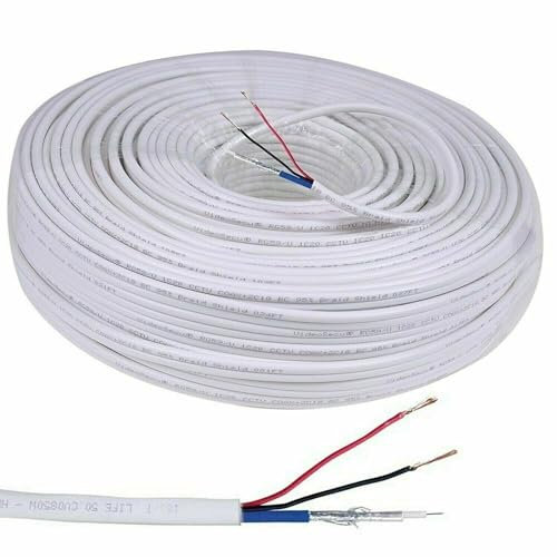 Generico MATASSA CAVO VIDEO 100M RG59 ALIMENTAZIONE TELECAMERA VIDEOSORVEGLIANZA NERO