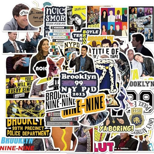 50pcs Brooklyn Nine-Nine Stickers Pack, Cool TV Show for Kids Teens Adults,Vinyl Waterproof Stickers for Laptop,Car Bumper,Luggage,Skateboard,Water Bottles,Phone.
