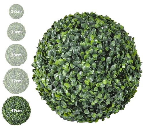 HORO.ES Kunstrasenkugel, Buchsbaumkugel, Pflanzenkugel aus grünem Kunststoff mit 5 Größen, für Innenräume, Garten, Hochzeitsdekoration und Heimdekoration (48 cm)