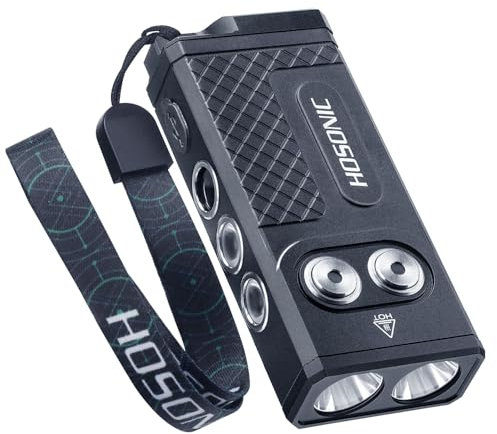 HOSONIC D16 2060 Lumen Taschenlampe Extrem Hell, Starke Multifunktionale LED-Taschenlampe Aufladbar mit UV-Licht Magnet, IP67 Wasserdichte Mini-Taschenlampe für Outdoor Wandern