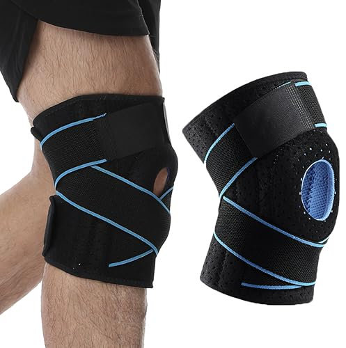 Rodilleras Menisco y Ligamento - Rodillera Terapeutica Ajustable - Rodillera Rotuliana - Rodillera Neopreno y Nylon - Rodillera Ortopedica - Rodilleras Gimnasio - Rodillera Estabilizadora (Azul)