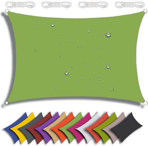 QIAQ Sonnensegel Wasserdicht Rechteckig Sonnenschutz Wasserabweisend Premium Polyester Mit UV Schutz Für Balkon Garten Terrasse (4x5m,Grün)