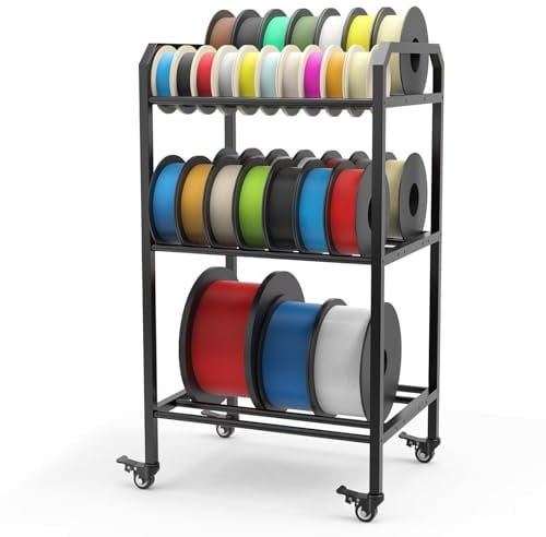 3D-Drucker-Filament-Aufbewahrungsregal – 3-stöckiger Rollfilament-Spulenhalter mit Rad: robustes Metallregal für PLA, ABS, TPU, Nylon, Filamente, Organisator für 3D-Druckstudio, Büro, Werkstatt