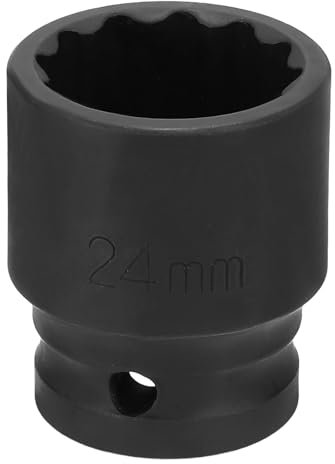 QUARKZMAN 12-Punti Presa a Impatto 1/2 Pollici Attacco 24mm Metrica Cr-V Presa a Impatto Superficiale Chiave a Dado per Riparazioni Auto