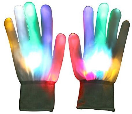 OFFCUP LED Handschuhe, 5 Farben & 6 Modi Leuchtende Handschuh, Flashing LED Handschuhe Kinder für Halloween Weihnacht Karneval Party Clubs Disco Festivals - Weiß