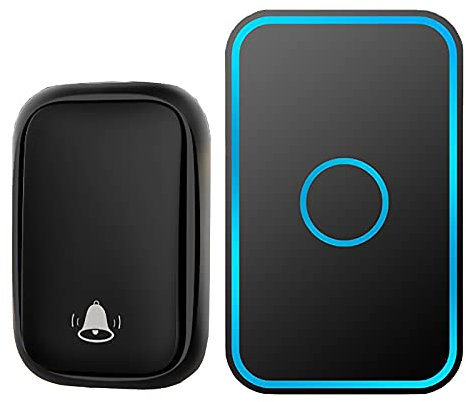 CAFIEDR Wireless Doorbell, Waterproof Door Bell, Wall Plug-In Cordless Chime Kit Self-Powered Operated at 490Ft Range, 60 Melodies To Choose, 5 Level Volume,White(Black)