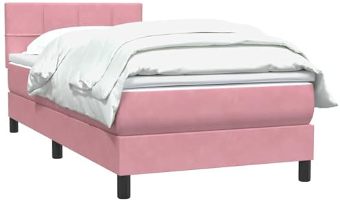 vidaXL Boxspringbett mit Matratze Rosa 100x210 cm Samt, Bett, Bett mit Stauraum, Möbel Schlafzimmer, Betten, Bett mit Bettkasten, Schlafzimmermöbel