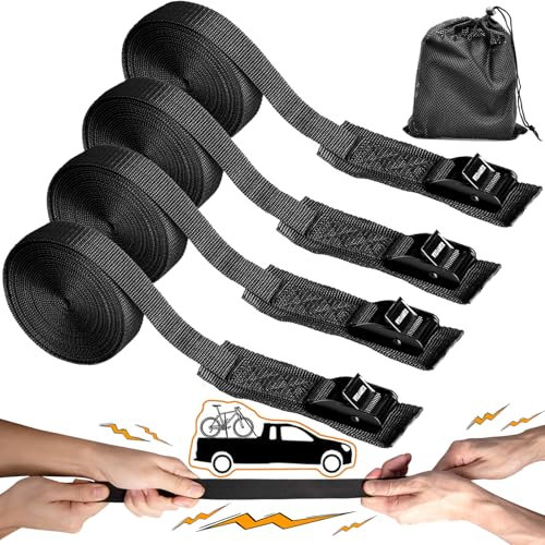WEDAMER - 4 Pack 12 ft Kayak Lashing Straps, Padded Tie Down Strap with Cam Buckle, Adjustable Cargo Straps Kayak, Roof Ratchet Strap for