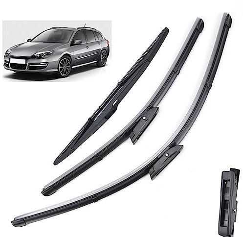 Set of Upgrade Escobilla limpiaparabrisas para Renault Laguna 3 Grandtourer 2007–2015, Escobilla con hoja plana,Limpiador de caucho natural para todas las estaciones.