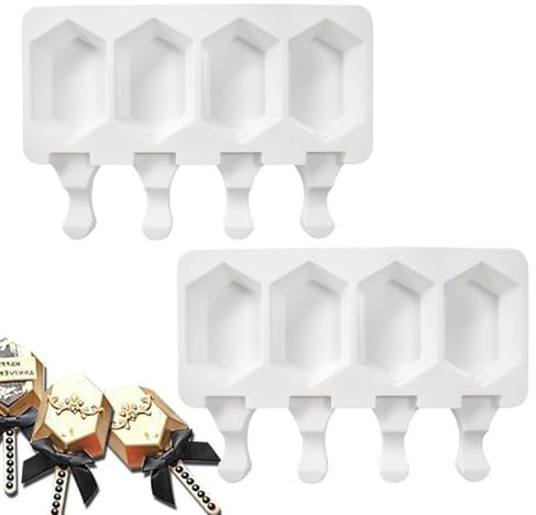 Ice Pop Moulds Cake Pop Mould 2pcs Cakesicle Moulds Ice Lolly Moulds with Sticks Reusable Popsicle Mould Ice Pop Moulds Ice Lolly Moulds Children Adults DIY Frozen Dessert Chocolate Home Kitchen Tool