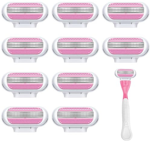 Healife RASIERKLINGEN DAMEN 10er-Pack - RASIERER DAMEN INTIMBEREICH, 3 Schutzkissen Klingen für optimale Anpassung an die Körperkontur