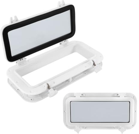 OUBUBY Ojo de buey de 4 mm, apertura Portlight, ojo de buey, cristal templado, resistente a los rayos UV, para RV, barco, yate, 400 x 200 mm