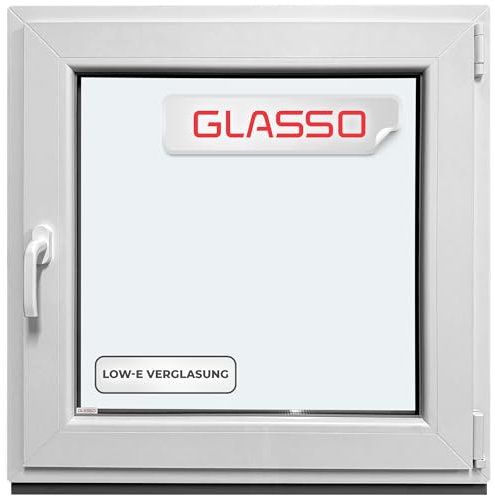 Finestra per cantina, 40 x 50 cm, 2 vetri – Finestre in plastica da 60 mm, profilo DIN destro, larghezza x altezza: 400 x 500 mm, perfetta per finestre, casette da giardino, finestre del garage e