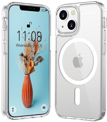 ORDA Magnetic Case for iPhone 13 mini Case Compatible with MagSafe,Military-Grade Protection for iPhone 13 mini Phone Case,Thin Soft TPU Transparent Protective Cover,Yellowing-Resistant -5.4 Clear