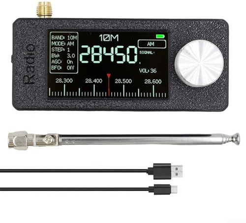 Taschenradioempfänger, SI4732, Taschenformat, 0,5–108 MHz, Mini-Radio LSB USB AM FM mit 1,9 Zoll Display 170 x 320 für ESP-32-S3 (schwarze Zugstange)
