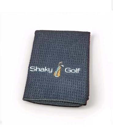 Premium Golf Towel with Carabiner Clip Absorbent Microfiber Waffle Pattern Golf Towel for Cleaning Golf Ball Club Putter Iron for Golf Bag Trolly Belt Loop (Black)
