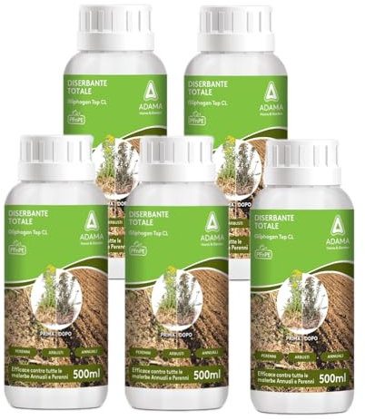 Diserbante Totale Potente 500ML - Erbicida Glifosato Totale per Erba e Prato - Glifosate Sistemico per Erbacce - Prodotto per Diserbo Pronto All'Uso - Disponibile in Diversi Pacchetti (5)