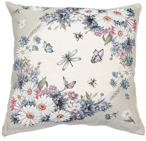 textile idea Kissenbezug 45x45 Gobelin, Deko Kissen mit Motiv, Kissenhülle, Dekokissen, Sofakissen - Kamille 1 STK.