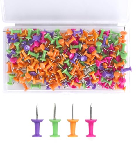 Reißzwecken Reißnägel Pinnadeln Set 200 Stück, Mehrfarbige Reisszwecken | Heftzwecken Reissnägel Pinnwand Nadeln Push Pins für Pinnwand, Pinnwandnadeln für Bulletin Board Deko Büro Korktafeln Schule