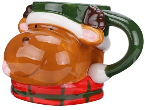Cabilock Tasse Céramique de Noël avec Design de Renne Créatif Mug Ergonomique pour Garçon Fille Parfait pour Boissons Chaudes et Froides Original pour et Anniversaires