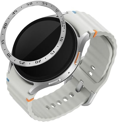 kwmobile Schutzring kompatibel mit Samsung Galaxy Watch 7 44mm Fitnesstracker - Bezel Ring Lünette in Silber Schwarz