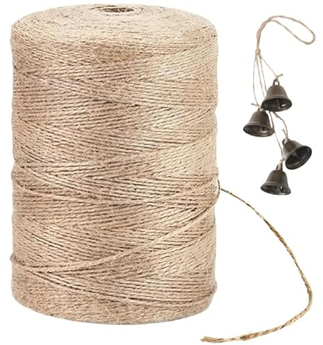 200m Juteschnur, 1mm Gartenschnur Jute, Jute-Schnur, Braun Juteschnur, Pflanzenbinder, Paketschnur, Juteband Kordelband, für Garten, Pflanzen, Basteln