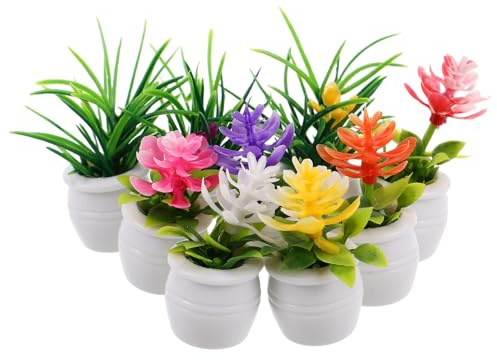 Toyvian 9pcs Fake Small Plants Faux Plants Fairy Planter Flower Pots Miniature Potted Model Miniature Model Terracotta Pots Dollhouse Small Figures