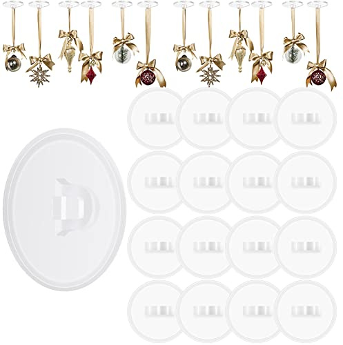 Xygobla 50 Pcs Clear Self Adhesive Ceiling Hooks | Heavy Duty Plastic Hooks No Drill Sticky Hooks Set for Balloon Garland Pendant Pull Flag Party Decorations Clear