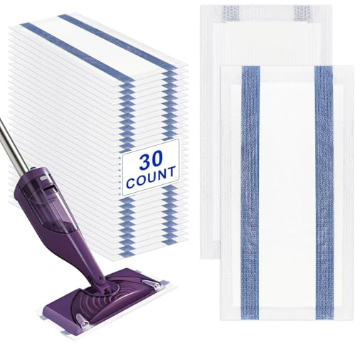 RAYNEAY Mop Refill Pad for Flash Powermop, Microfiber Mop Refill Pads 30PCS | Compatible with Flash Powermop, Soft Non-woven Microfiber Floor Mop Wipes Pads, Powerful Stain Absorption, Dry and Wet Use