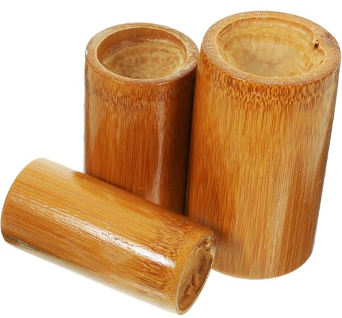 Toyvian Ventouses Thérapeutiques en Bambou Naturel Kit 3 Pièces Ventouses Compactes pour Massage Corporel Utilisation en Salon Domicile Réutilisable pour Bien-