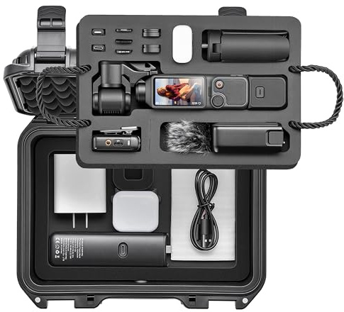 Osmo Pocket 3 Wasserdichter Hartschalen Koffer für DJI Osmo Pocket 4 | Doppelwandiger, PP, Komplettes Combo Koffer, Multifunktionale Aufbewahrungstasche mit großem Fassungsvermögen
