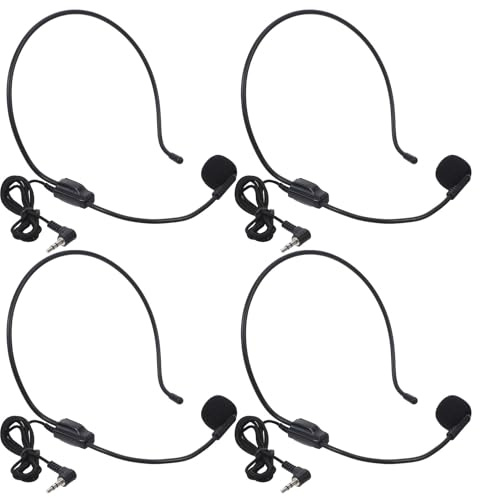 MAGICLULU 4 Écouteurs Filaires avec Micro à Condensateur Noir Casque-micro Supra-auriculaire avec Arceau Réglable Micro Omnidirectionnel Compatible PC pour Chant, Enseignement et Équipement