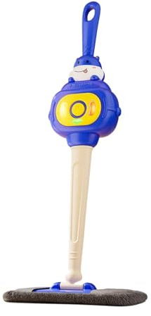ＡＷＨＡＯ Wischmopp Und für Kinder mit Licht Und Soundeffekten, Interaktives Und Lustiges Reinigungsspielzeug Zum Geschirrspülen Und Rollenspielen mit Ki, Blau